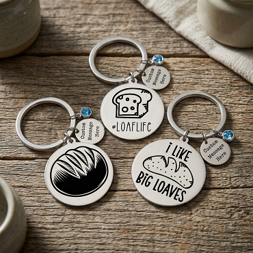 Choose Your Sourdough Design Keychain Personalized Bread Lover Gift With Birthstone